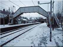 NS5572 : Hillfoot railway station in the snow by Richard Sutcliffe