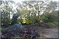 Piles of aggregate in a layby by the A388