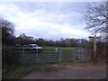 Gateway and footpath sign, Stoborough Green