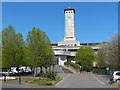 ST3088 : Newport Crown Court and the Civic Centre clock tower by Robin Drayton