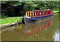 Moored narrowboat near Wolverley in Worcestershire