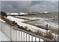 TM1714 : Pier & beach under snow by Duncan Graham