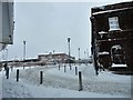 A snowbound town centre in Consett