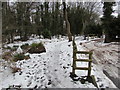 Snowy path beyond the northern end of Caerwent Road, Croesyceiliog, Cwmbran