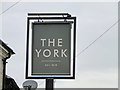 Hanging sign for The York public house