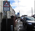 Warning sign Ysgol/School, Randell Square, Pembrey