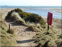 NJ9509 : Path through dunes at Donmouth by Stanley Howe