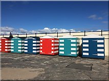 NT5585 : Colourful Beach Huts at North Berwick Harbour by Jennifer Petrie