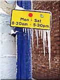 NT4936 : A frozen parking restriction sign by Walter Baxter
