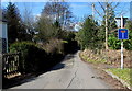 No Through Road sign at the eastern end of Chapel Road,  Llangwm, Monmouthshire