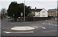 Mini-roundabout at crossroads in Beddau