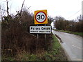TL1419 : Peters Green Village Name sign on Chiltern Green Road by Geographer