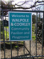 TM3674 : Walpole & Cookley Community Pavilion & Playground sign by Geographer