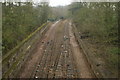 View of the former tube lines to Ongar from the Bower Hill bridge