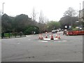 SZ0891 : Bournemouth: traffic cones gather on a mini-roundabout by Chris Downer
