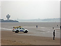 SJ3098 : Crosby Beach - lifeguards and Another Place by Chris Allen