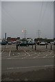 Pylon lines crossing superstore car-park, Copdock