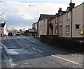 Visibility mirror on the wall of a Wrexham Road house, Cefn-y-Bedd, Flintshire