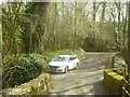 Minor road adjacent to the railway at Lower Coombe