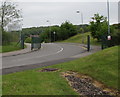 Ysgol Gyfun Cwm Rhymni entrance road from the A4049, Fleur-de-lis