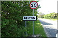 TG4803 : Belton Village Name sign on New Road by Geographer