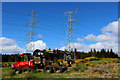NH5244 : Electricity Pylons and Logging Vehicle by Long Wood by Chris Heaton