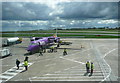 Flybe aircraft at Leeds-Bradford Airport