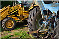 Yellow and blue tractor detail