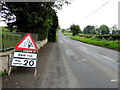 Skid risk notice along Plumbridge Road