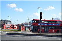 TQ3486 : Bus Station, Lea Bridge Roundabout by N Chadwick