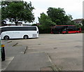 Coach and buses parked at the back of Newbury bus station