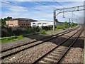 View from a Rugby-Crewe train - Business units in Rugby