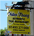 Natee Thong Thai Restaurant name sign, Pontywaun