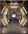 View through the hexagonal entrance of the Weston Gallery in Hangar 1 in the RAF Museum