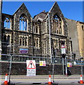 Fenced-off remains of Bethel Community Church, Stow Hill, Newport