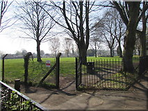 ST2894 : Cwmbran Park entrance gate, Cwmbran by Jaggery