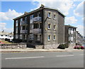 Balconied flats on a Plymouth corner