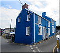 Blue semi-detached houses, Prospect Place, New Quay