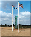 TQ4590 : Flags at Fairlop Waters by Des Blenkinsopp