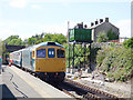 Leyburn railway station - incoming train