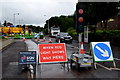 Temporary traffic lights along Old Mountfield Road