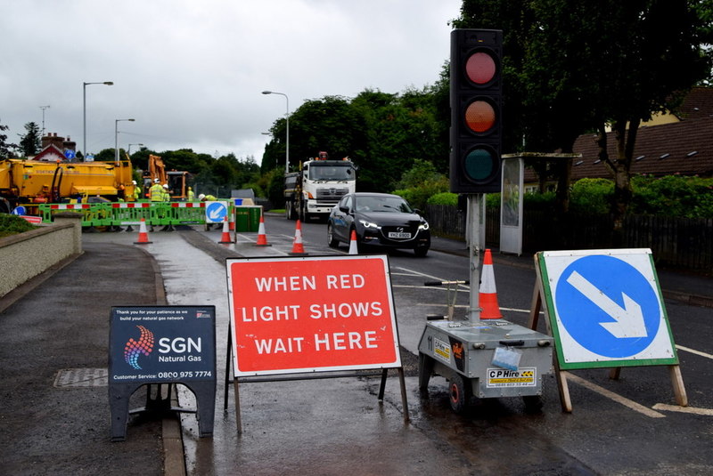 Temporary Traffic Lights Along Old... © Kenneth Allen :: Geograph ...