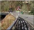 Warning sign - minor crossroads ahead, Cardiff Road, Quakers Yard