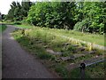 Sculpted railway sleepers, Deerness Valley Railway Path