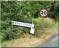 Earls Colne Village Name sign on Tey Road