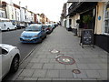 Public art on the pavement on Lymington High Street