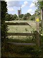 Across the field to the church