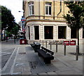 City centre benches near Costa, Newport