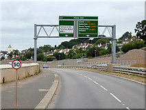SX8769 : Overhead Sign Gantry on the South Devon Highway by David Dixon