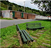 SS9390 : Two benches alongside North Road, Ogmore Vale by Jaggery